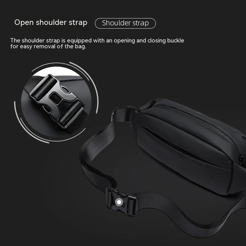 Black men's messenger bag in oxford cloth with cross-body strap and street style details