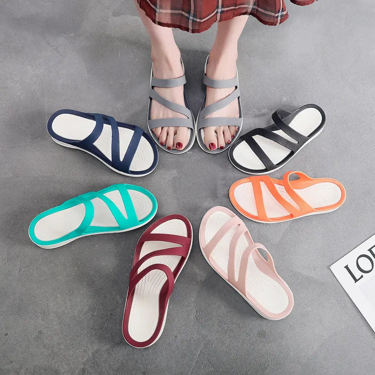 Women's solid colour casual sandals with breathable PP upper in multiple colour options