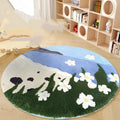 HAILANG round children's room carpet with cartoon blue snow mountain pattern, polyester, spray coast colour option