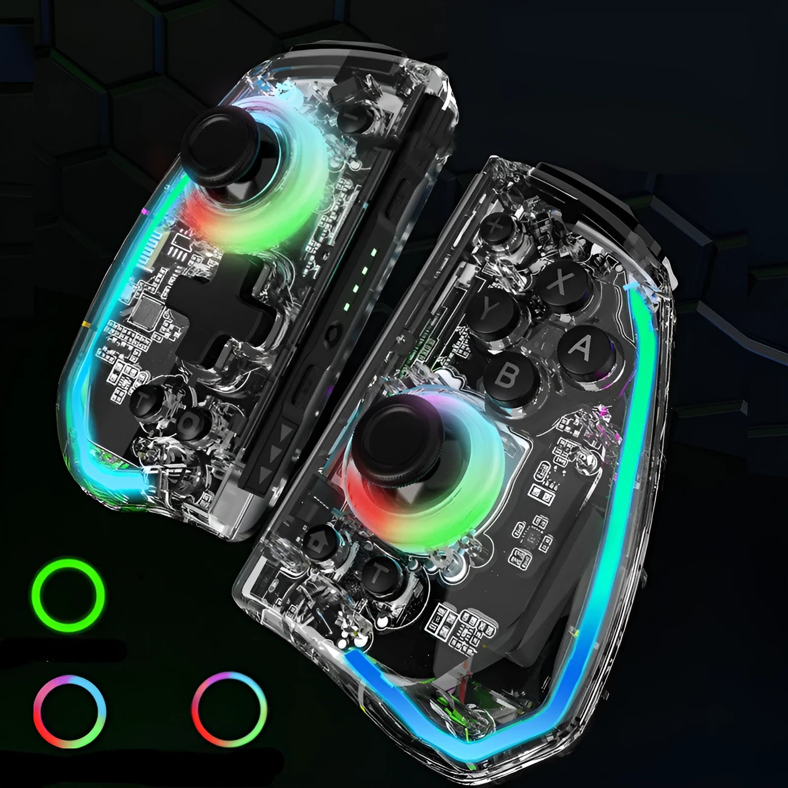 Game console handle with ALPS joystick metal ring L736 macro programming Bluetooth black through plate version