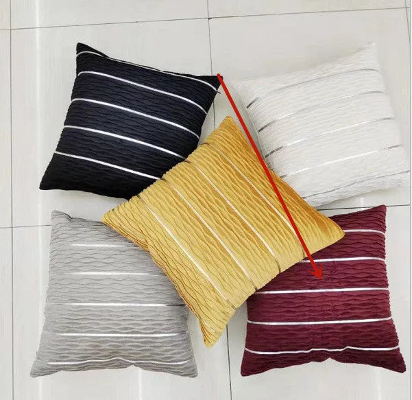Striped velvet sofa cushion cover measuring 45x45 cm in plush flannel material