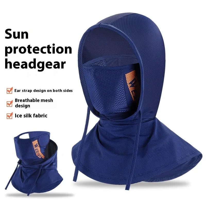 Black Ice Silk cycling mask for sun protection, free size, lying flat on surface