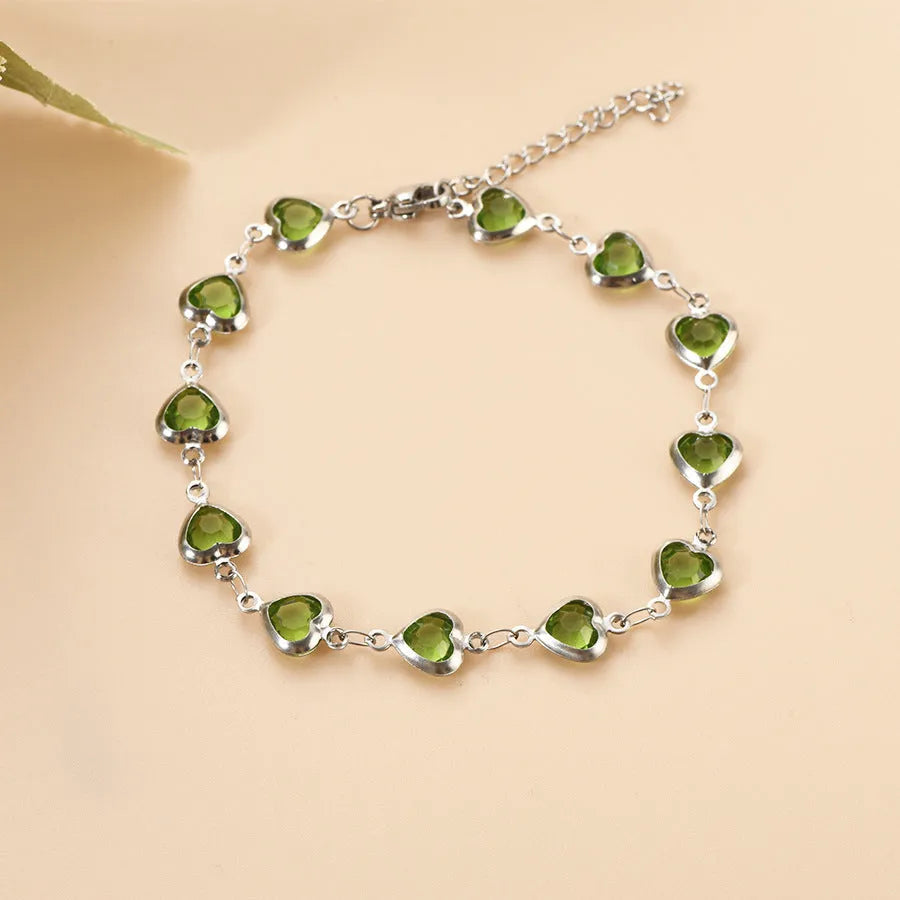 Geometric heart bracelet with colourful electroplated finish on stainless steel, unisex design