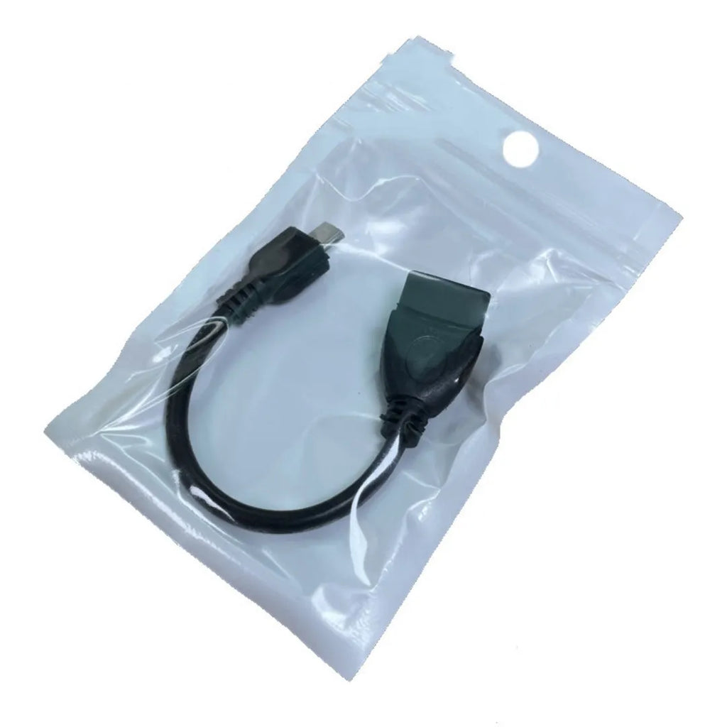 Black Micro V8 USB OTG adapter cable, Micro USB to USB, about 13.5cm long