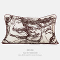Modern abstract golden horse design on a jacquard weave square decorative cushion pillow.