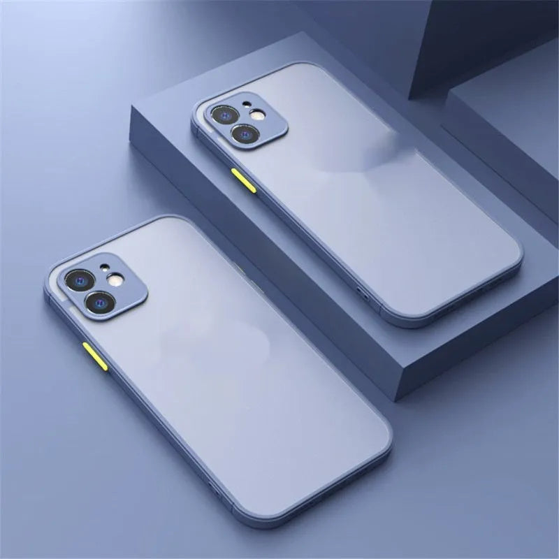 Frosted matte iPhone case with magnetic suction, shockproof TPU acrylic cover, shown in black for iPhone 13 to 15 series