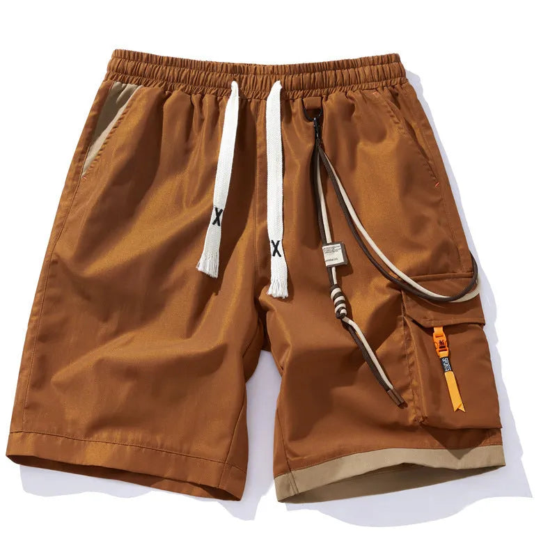Men's plus size bamboo fibre sports shorts in a loose, high elasticity straight-leg cropped fit