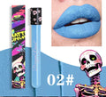 Halloween skull-shaped tube lip gloss in matte gold and silver shades