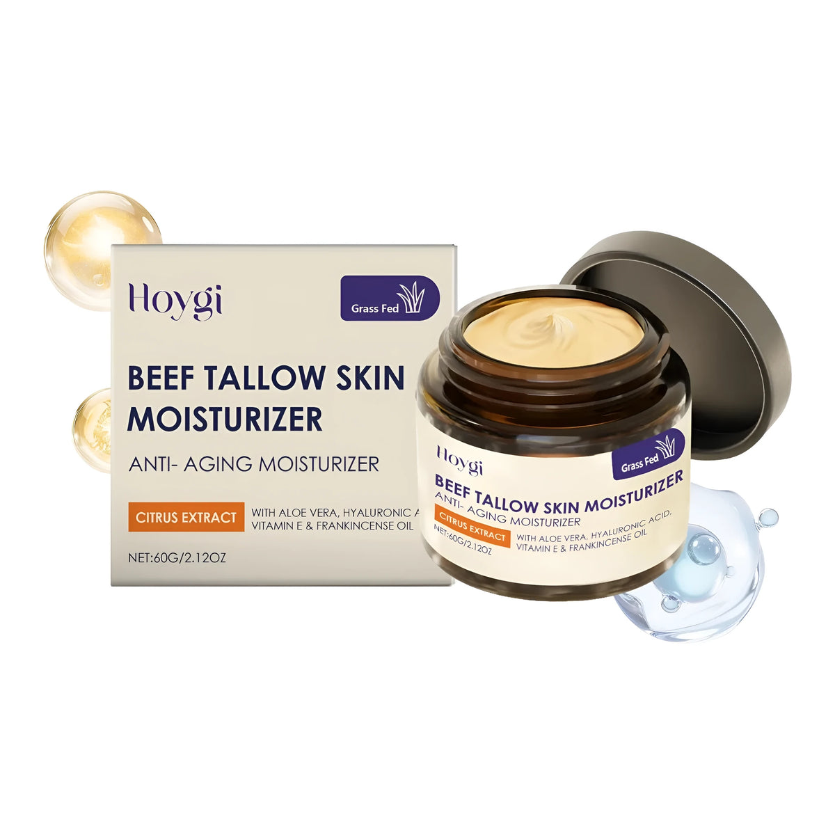 60g cow fat anti-ageing moisturising cream with retinol, hyaluronic acid and tallow