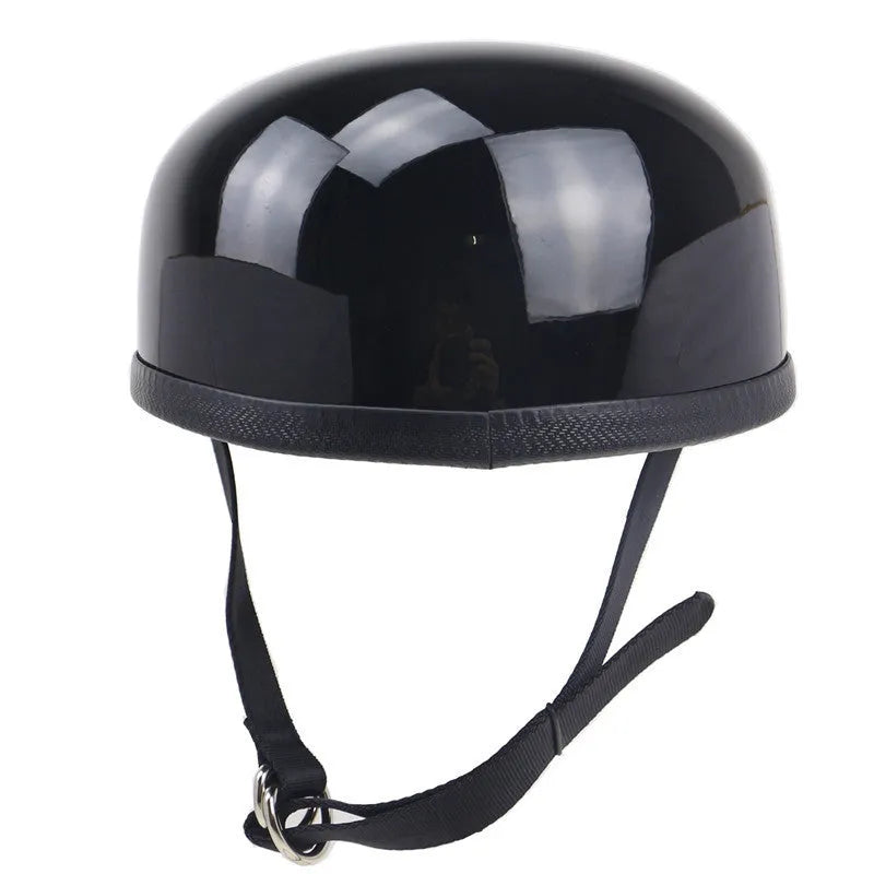 Japanese retro beret half helmet bright black fibreglass lightweight motorcycle electric bicycle