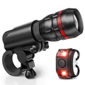 Bicycle headlight and taillight set with a universal handlebar mounting bracket.