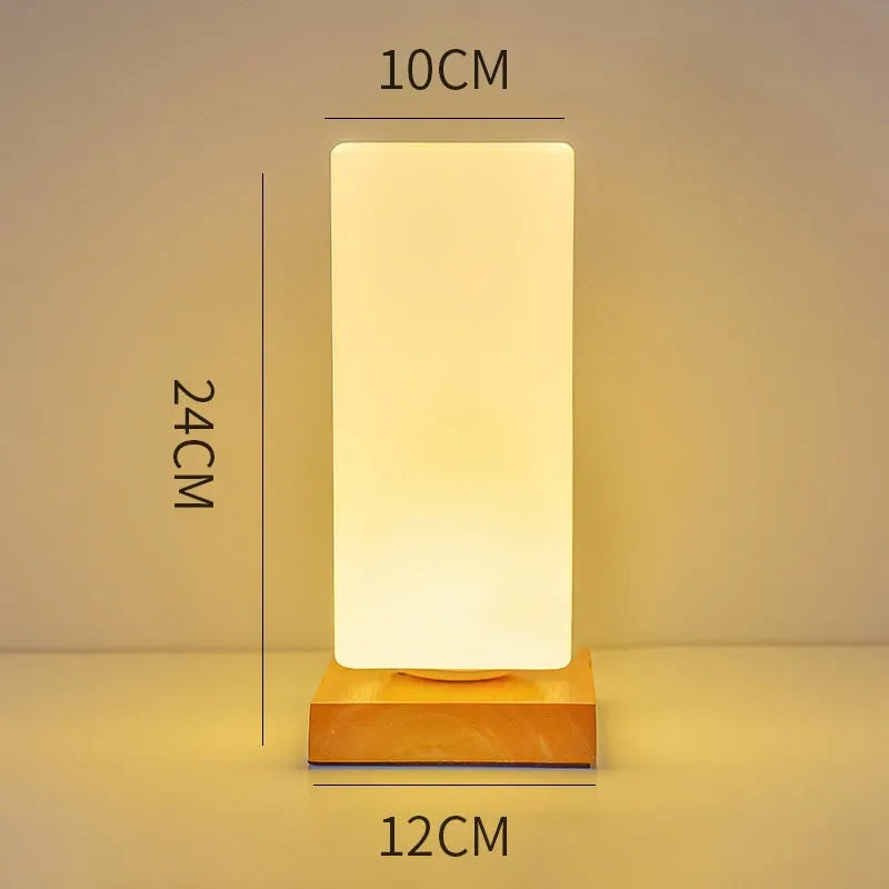 Nordic solid wood USB table lamp with touch dimming in flower shape design for bedroom