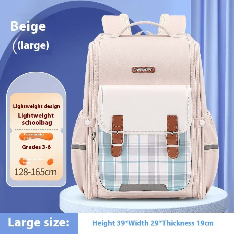 Student schoolbag in Oxford cloth with large capacity and lightweight design for grades 5-6