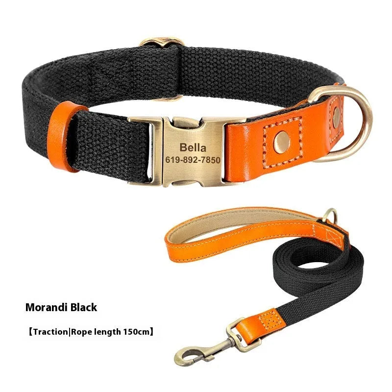 Small dog mohair collar and lead set in Mo Landi green with coordinating lettering on the rope.