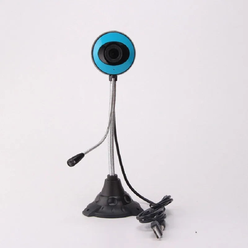 Desktop USB camera with built-in microphone, plastic housing, blue black colour