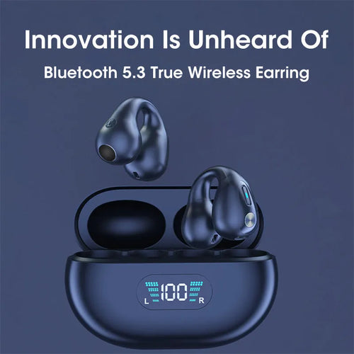 Bone conduction Bluetooth headset clip in black colour showing clip design