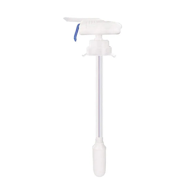 Manual electric pumping water device with blue pressure handle and PP silicone straw for dispensing beverages.