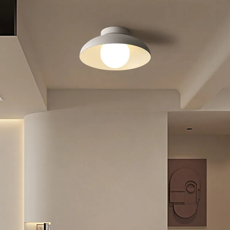 Modern minimalist flush mount ceiling lamp in Nordic style, shown in Moon White finish
