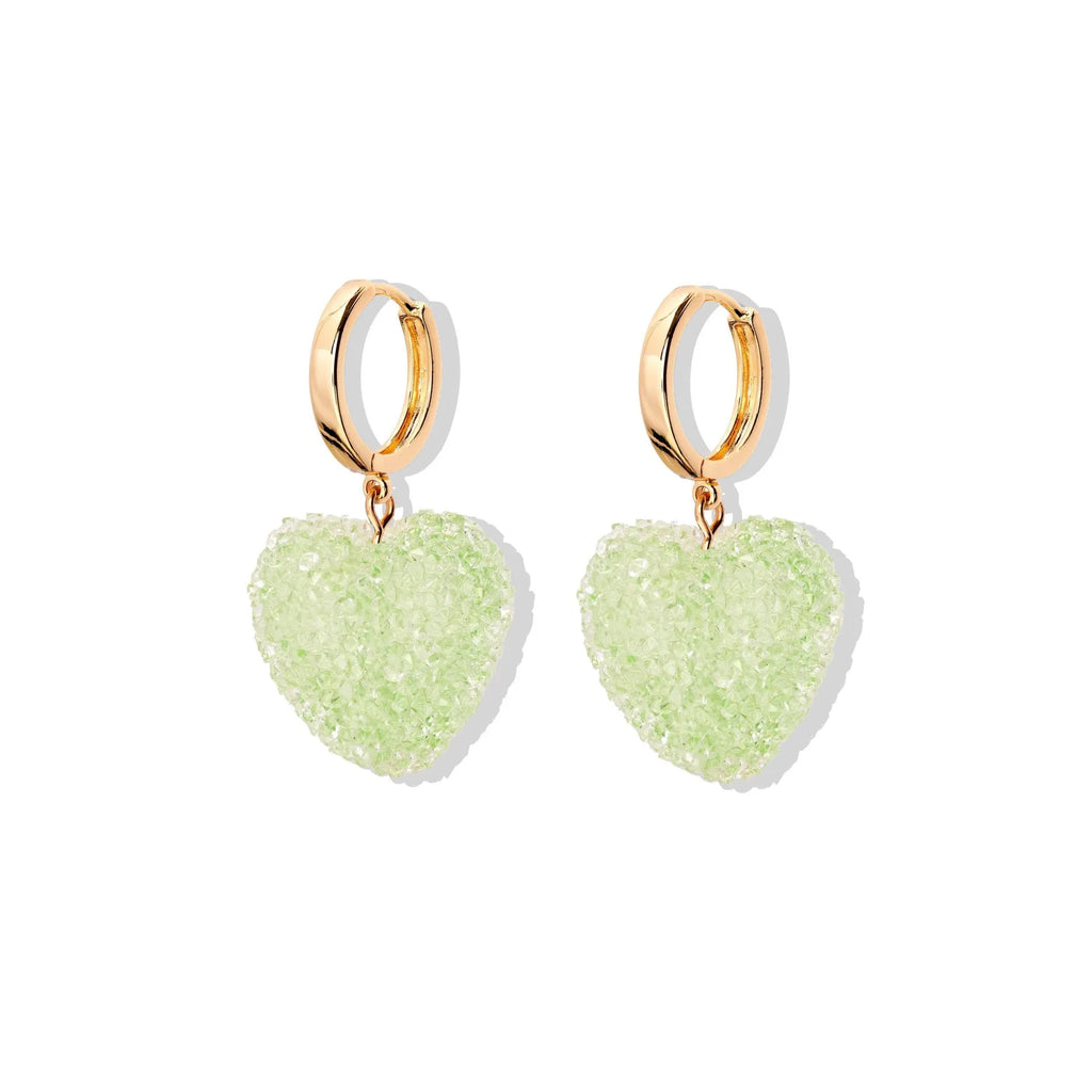 Colored loving heart resin necklace and earrings set with heart-shaped pendant and matching earrings in candy colours