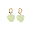 Colored loving heart resin necklace and earrings set with heart-shaped pendant and matching earrings in candy colours