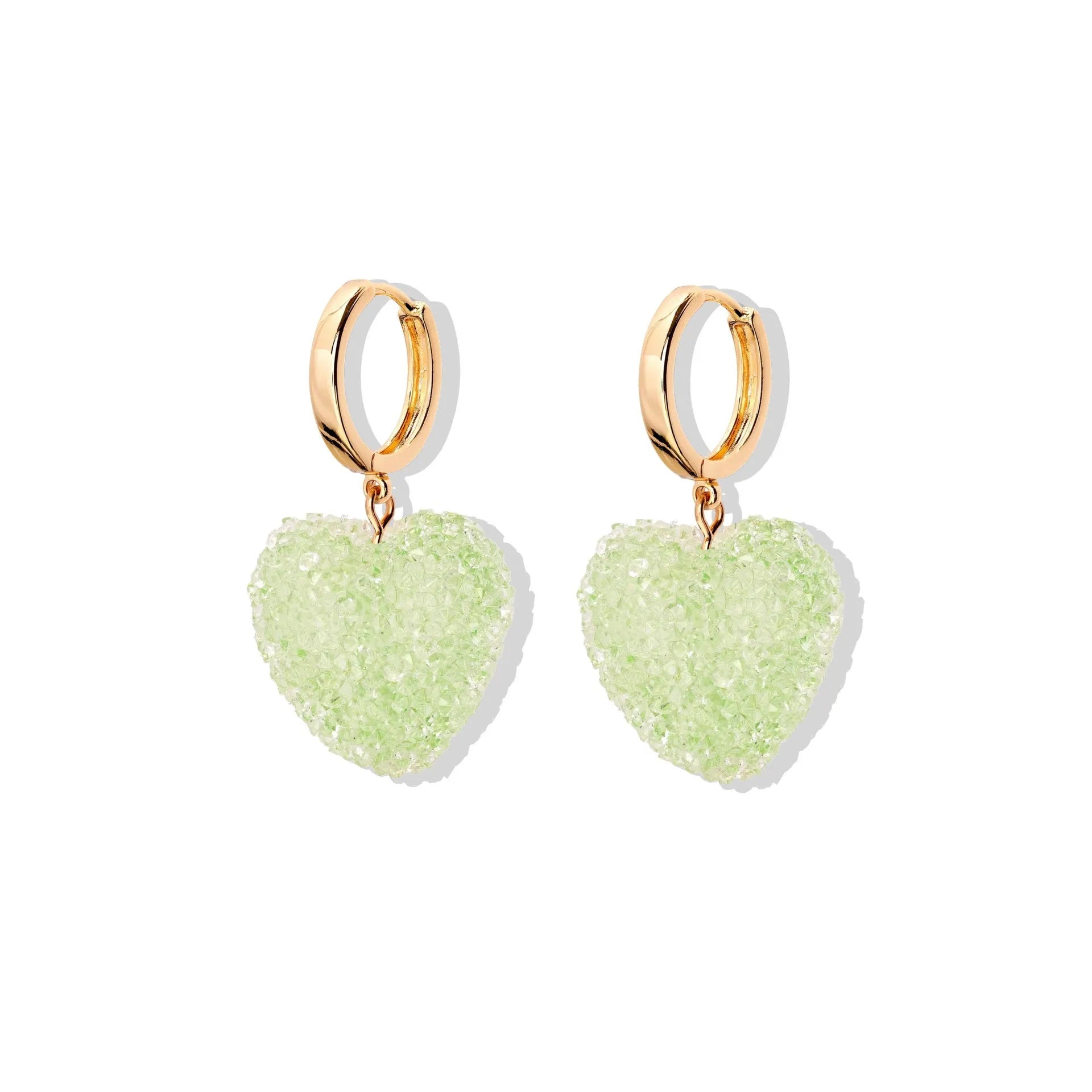 Colored loving heart resin necklace and earrings set with heart-shaped pendant and matching earrings in candy colours