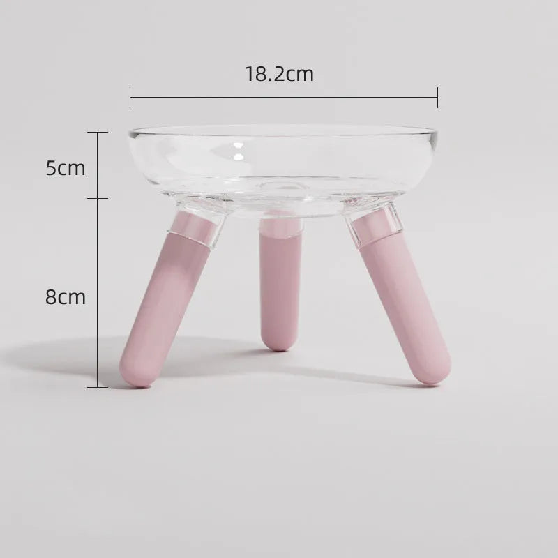 Triangle stable PC pet feeding bowl in transparent with 18.2cm diameter for cats and dogs