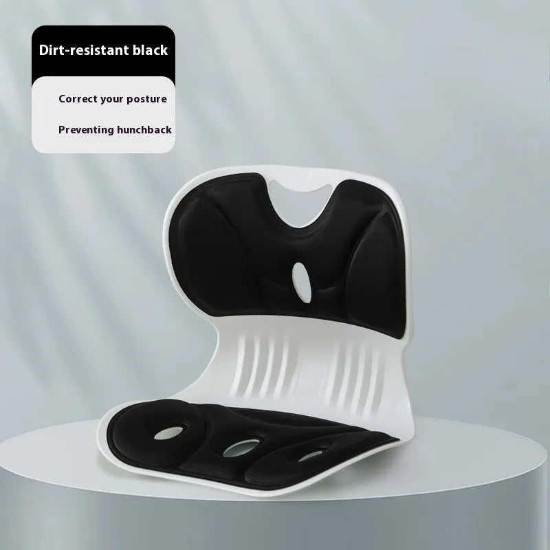 Solid colour memory foam lumbar support cushion shown in grey on an office chair.