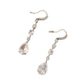 Silver white zircon pear-shaped drop high-carbon earrings on copper base for women