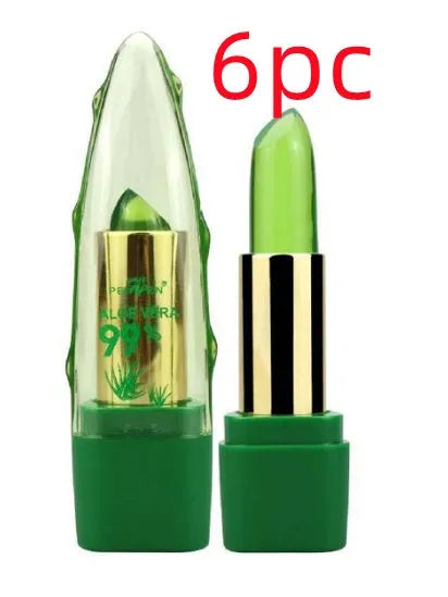 Aloe vera colour changing lipstick with moisturising aloe gel in compact tube packaging