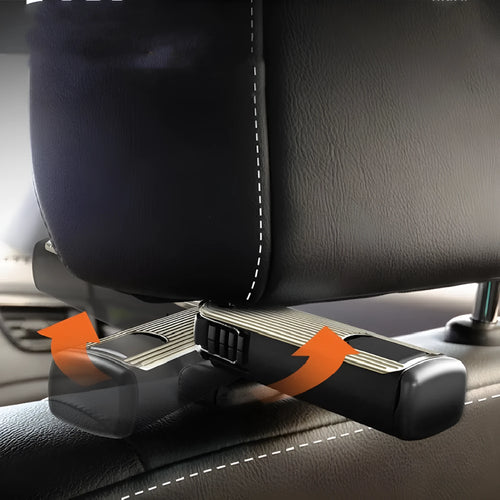 Car seat back rotating hook bracket for GM rear headrest vertical screen mount in black colour on headrest