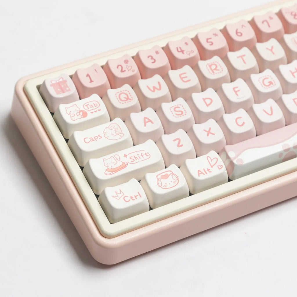 Full set of PBT sublimation keycaps for mechanical keyboards showing vibrant colours and 98+ key coverage
