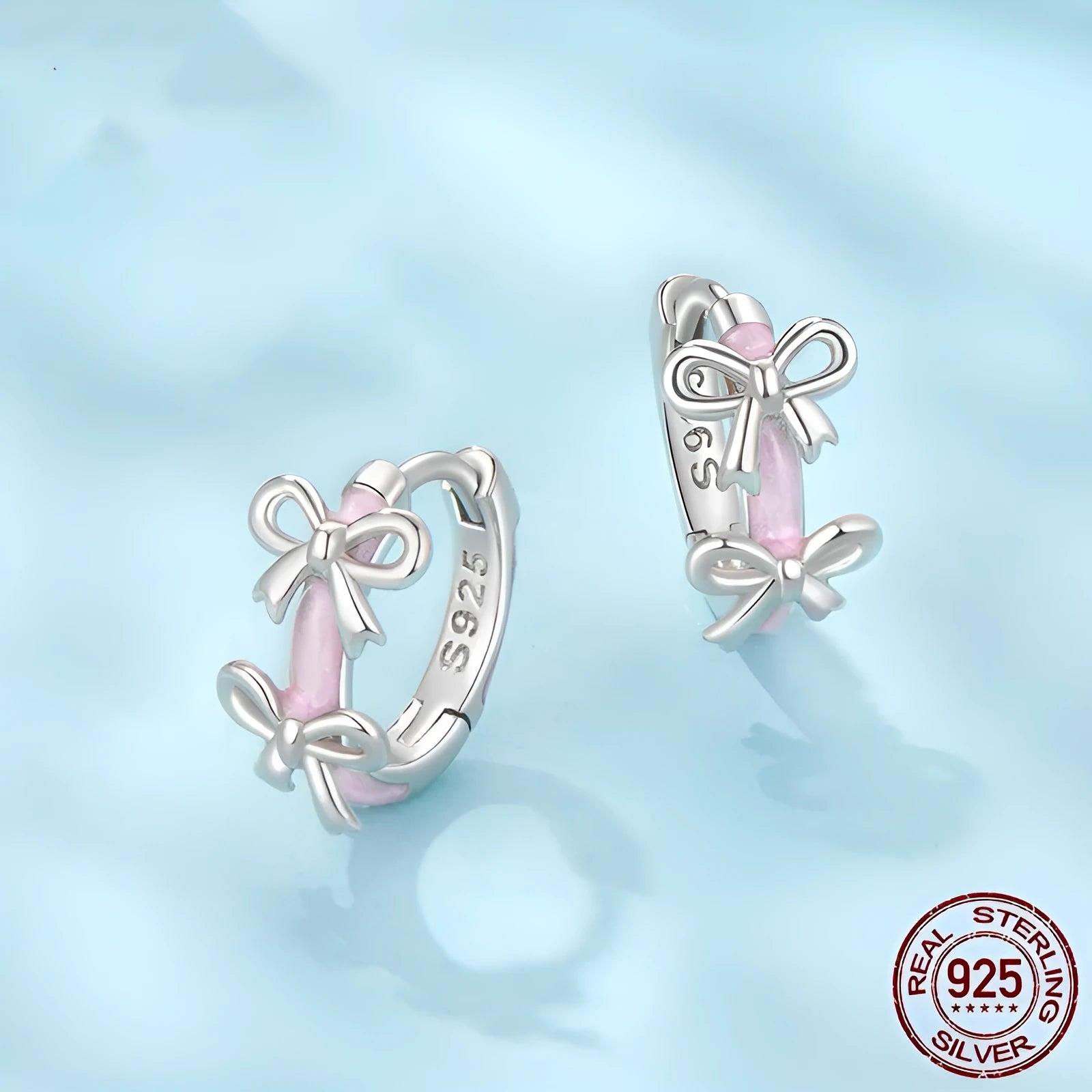S925 sterling silver romantic bow ear clip with dripping oil finish in colour SCE1926
