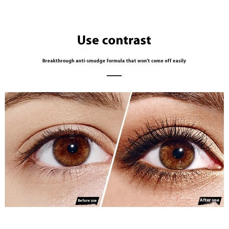 Black 4D waterproof mascara tube with applicator for long thick lashes