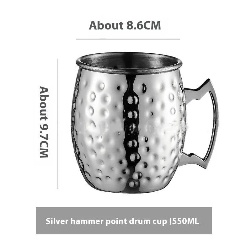 Stainless steel Moscow Mule cup with copper-plated finish in silver, gold, rose gold or black colour options