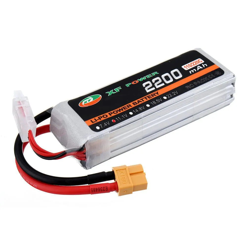 XF Power black 14.8V 1000mAh 75C graphene drone lithium battery with XT60 plug.