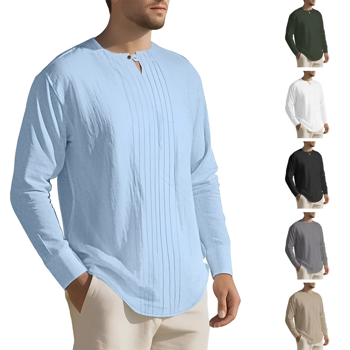 Men's long sleeve solid colour polyester casual top, unlined and hoodless, in six colours, sizes S to XXXL