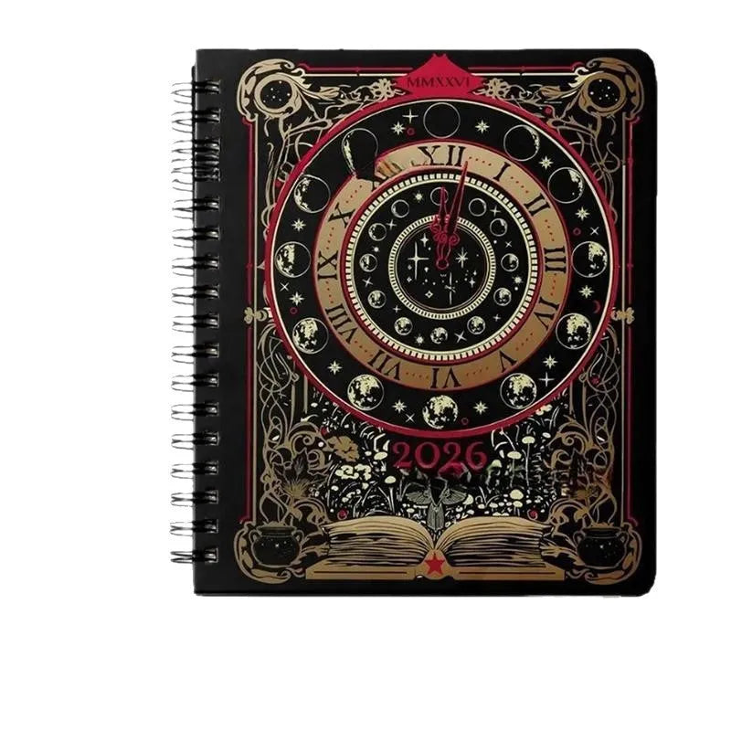 2026 weekly planner notepad with 100 pages, 80gsm paper, 21 x 14.5cm sheets and Black Clock or Harry Potter 2 cover