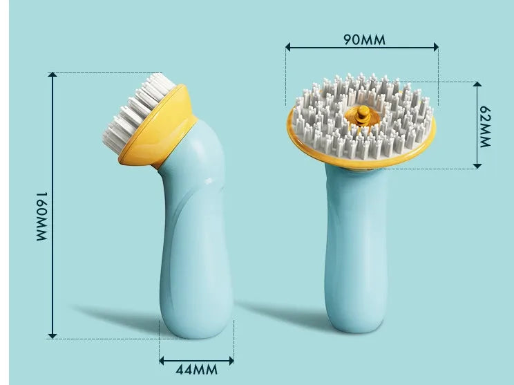 New hand-held blue pet bath brush with ABS PP TPR material 62 by 90 by 160mm for dogs and cats