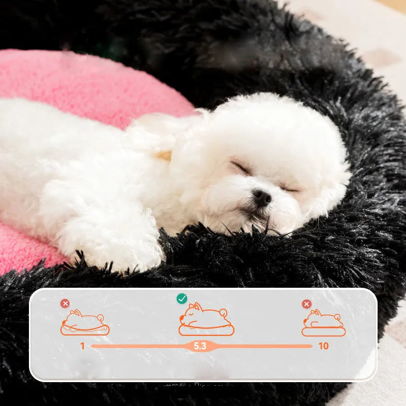 Plush kennel sleeping mat pet bed in blue, pink or yellow colours with four size options