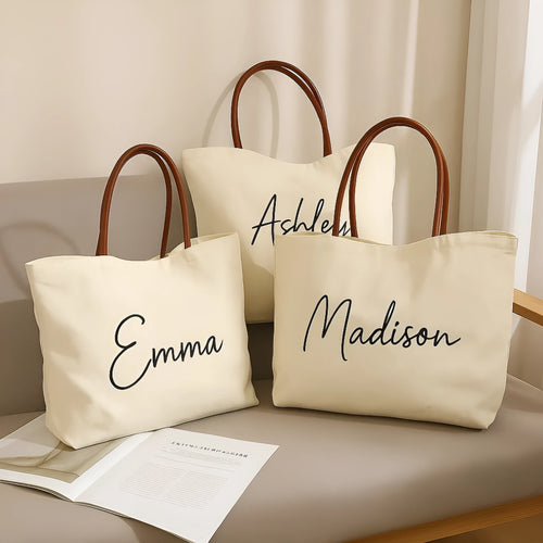 Natural cotton canvas tote bag with double handles in a neutral colour