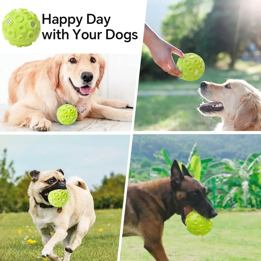 Colourful durable rubber dog toy ball with a bumpy texture for aggressive chewers.