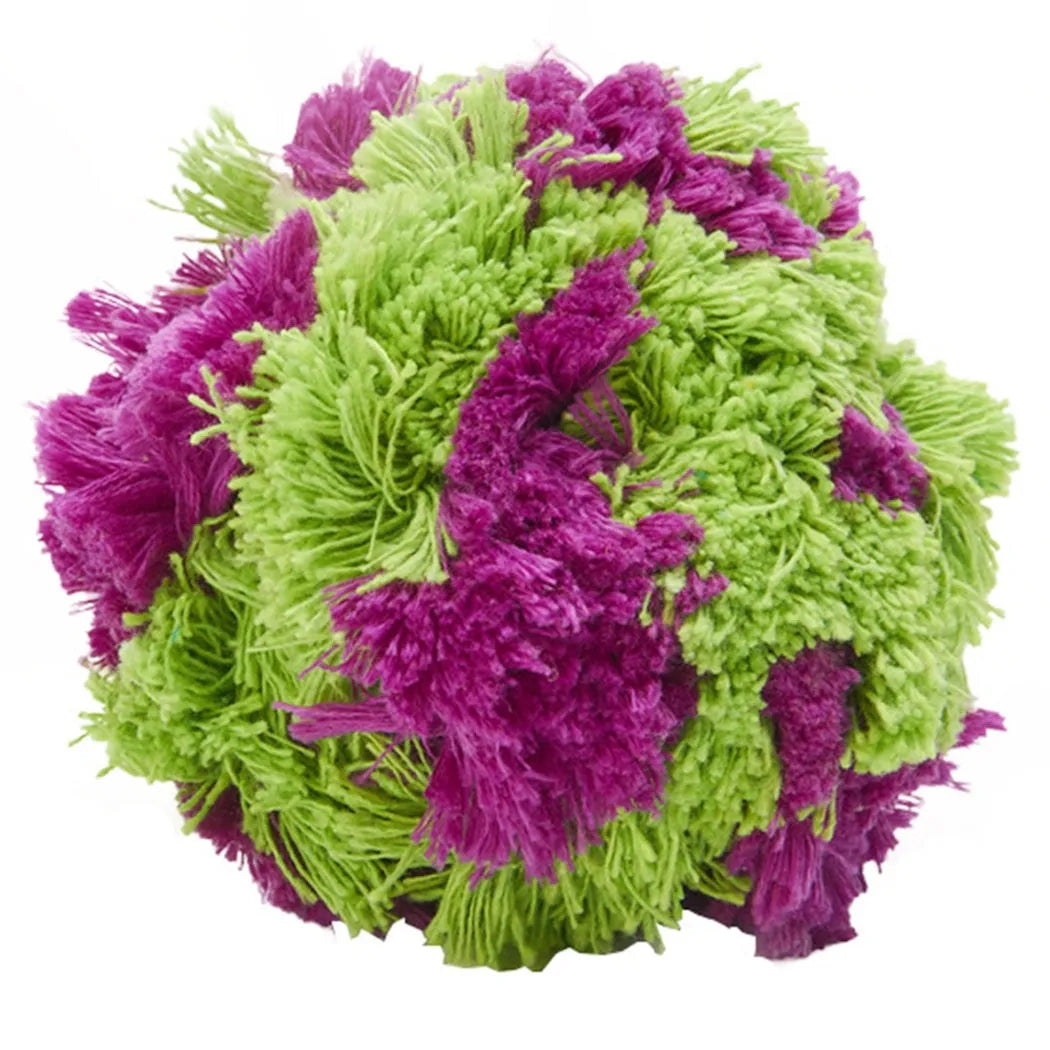Purple plush sea ball dog chew toy approximately 15cm diameter for teething puppies