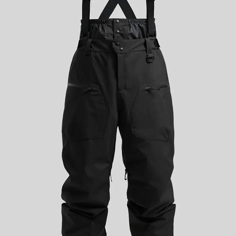 Men's waterproof ski trousers with reinforced straps in flame-retardant linen fabric