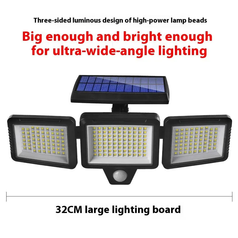 Outdoor solar wall lamp 210LED with intelligent induction sensor and remote control in totem design