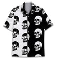 A man's casual summer shirt with a Cuban collar and a colourful Hawaiian-inspired digital print pattern.