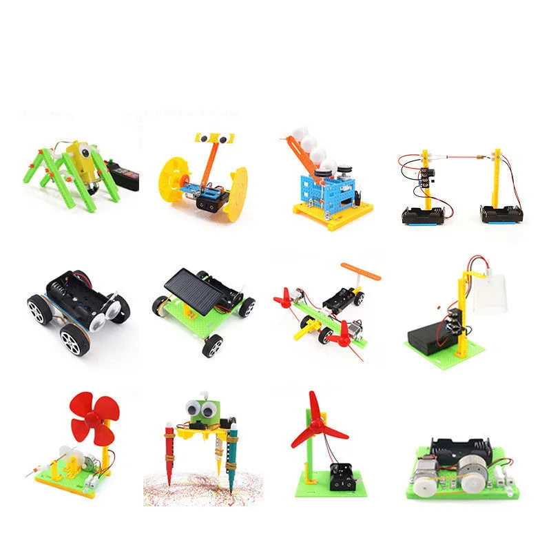 Plastic DIY building block set for science experiments and educational play, shown in 6, 9, or 12-piece options.