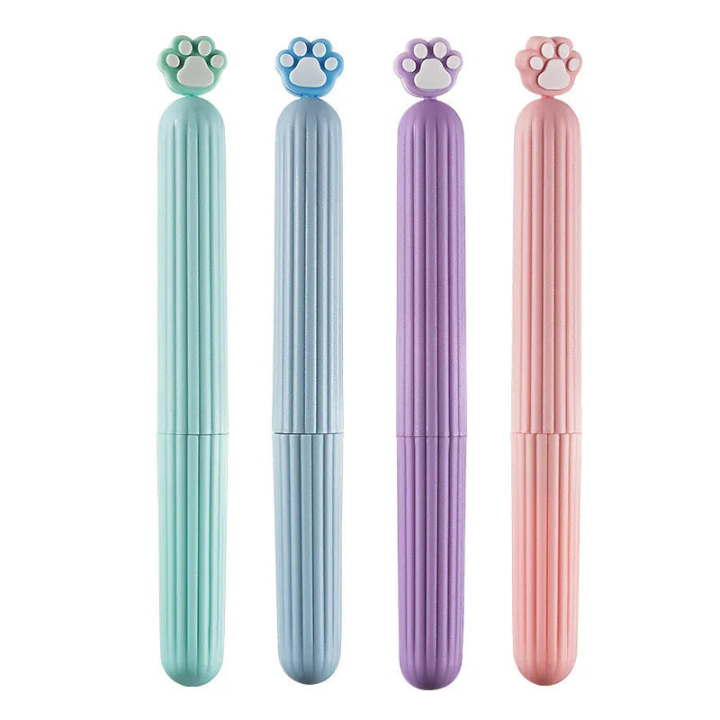 Cartoon cat's paw small pen comb, 18.3cm by 2cm, TPR and PP, random colour