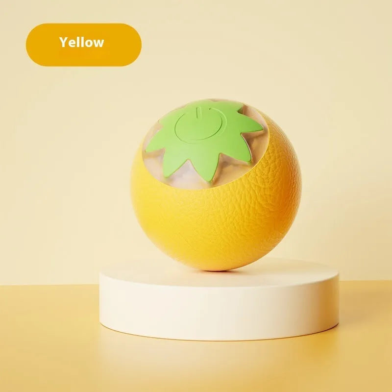 Self-Hi Relieving Stuffy Electric Cat Pet Toy strawberry rolling ball in green colour with ABS silicone surface