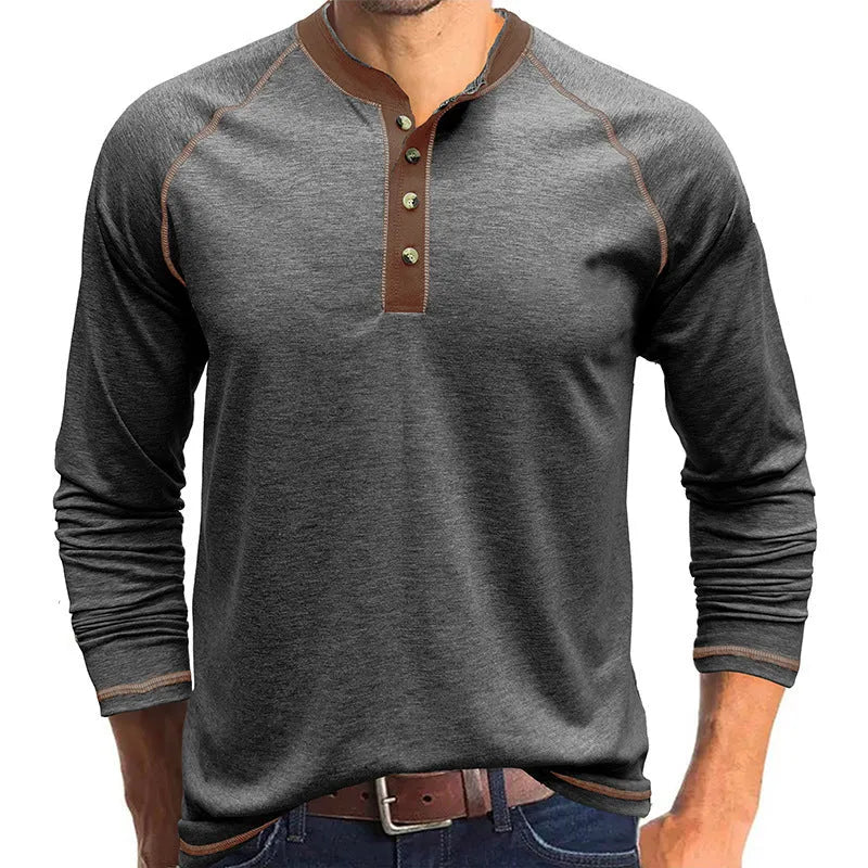 Men's cotton long-sleeved T-shirt in straight fit with raglan sleeves, available in multiple colours including white and camel