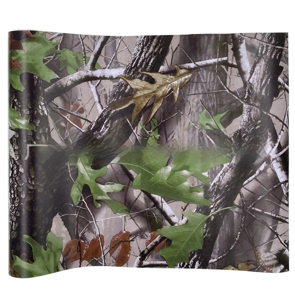 152cm wide forest grass camouflage car wrapping film in black carbon fibre PVC with leaf pattern options
